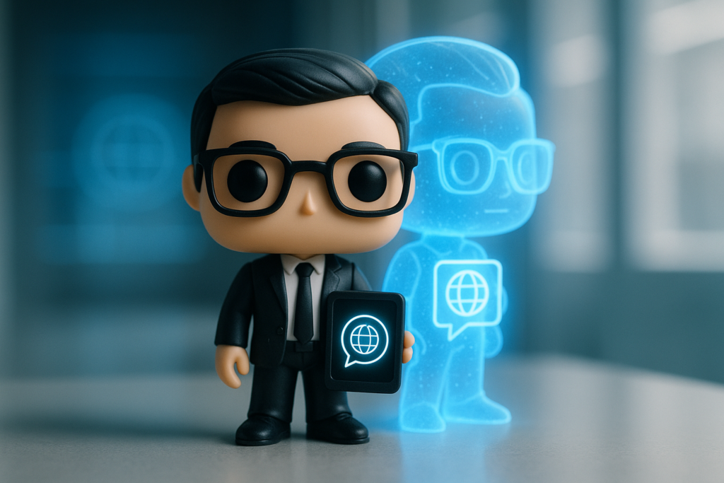 Funko Pop coach y clon digital futurista