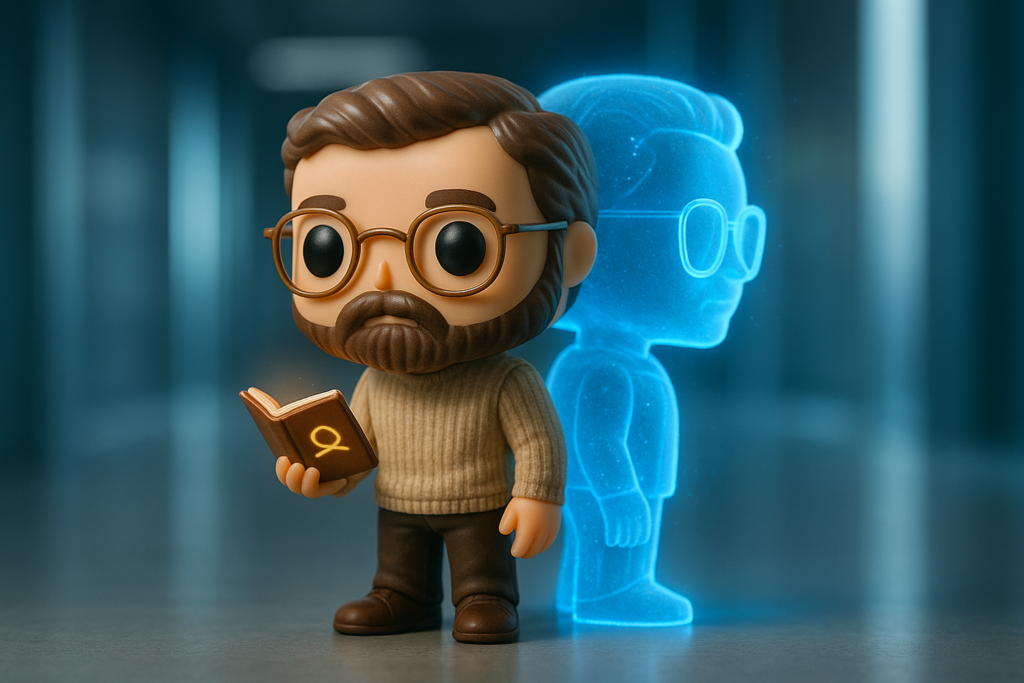 Funko Pop coach y clon digital futurista