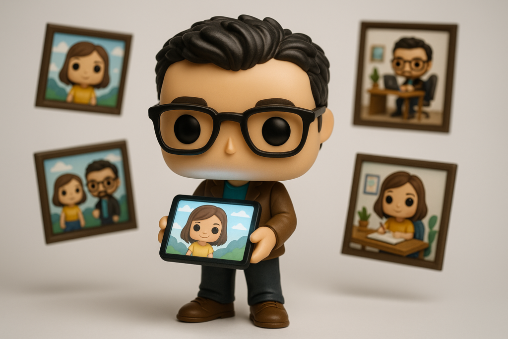 Funko Pop de coach creativo con tablet luminosa