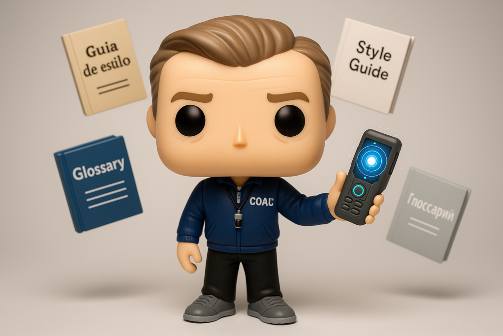 Funko Pop de coach con dispositivo de traducción AI