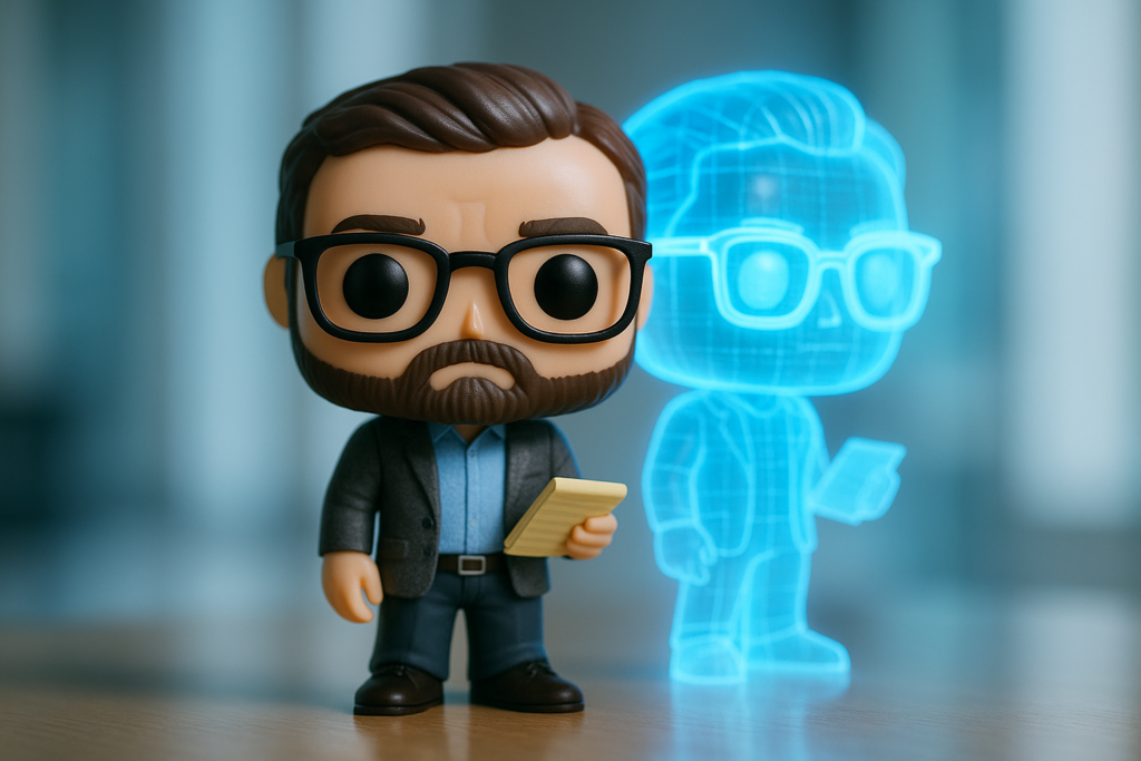 Funko Pop psicólogo con clon digital azul