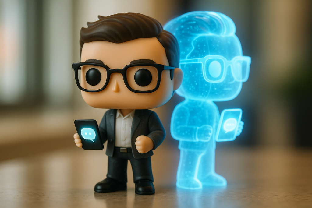 Funko Pop coach de pareja junto a clon digital