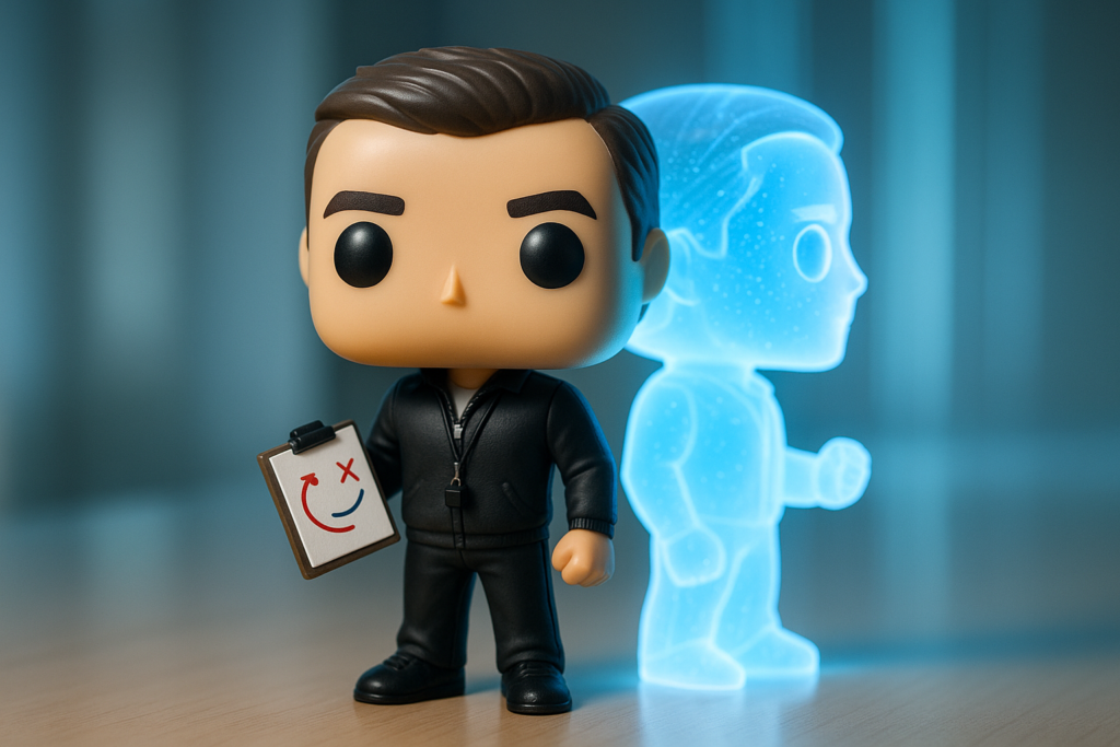 Funko Pop coach deportivo en su espacio profesional