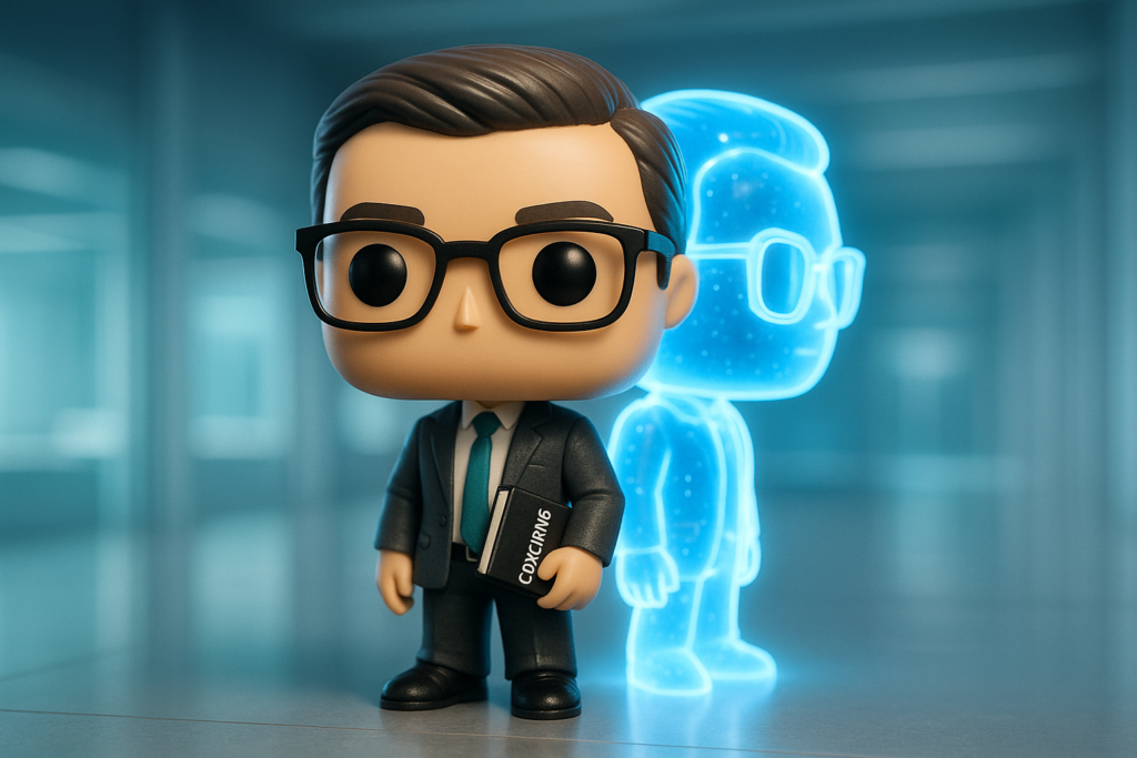 Funko Pop coach PNL con clon digital futurista