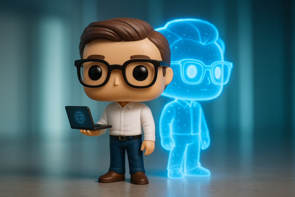 Funko Pop creador de cursos y su clon digital