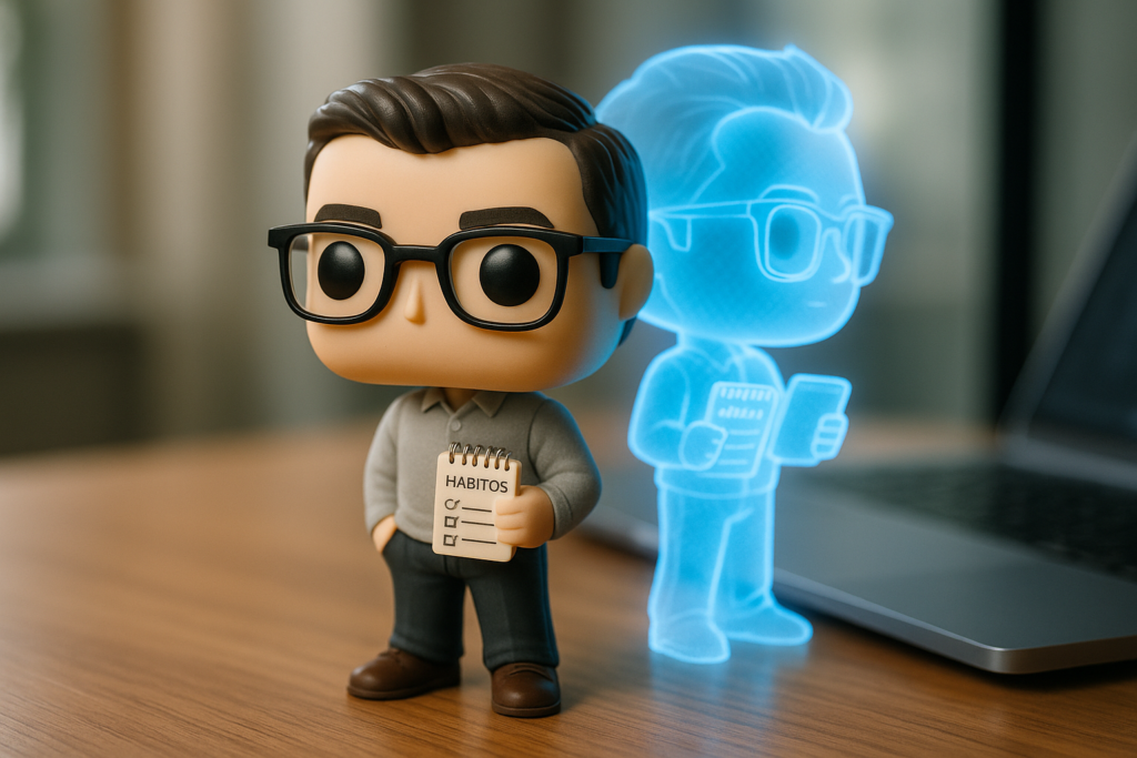 Funko Pop coach de hábitos con clon digital