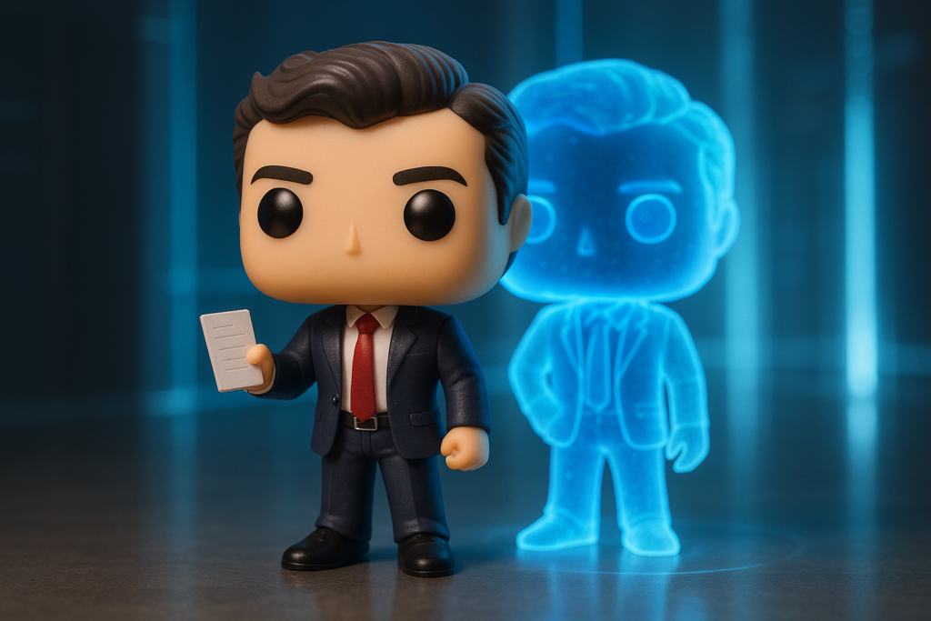 Funko Pop coach de negociación en oficina profesional