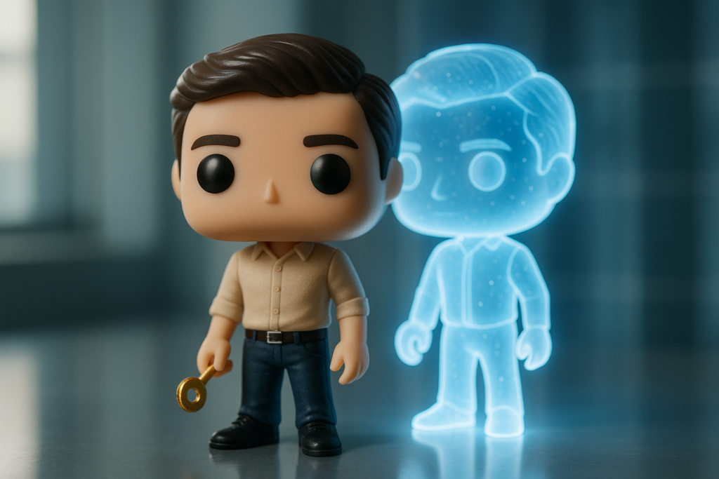Coach de equipos Funko Pop en oficina profesional