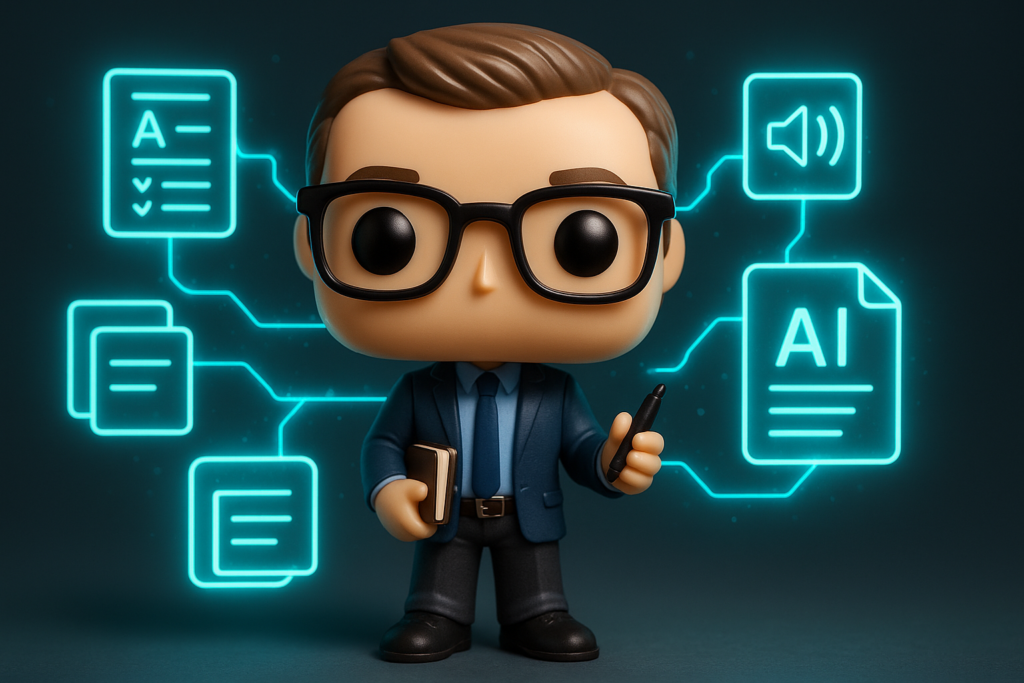 Funko Pop de coach con materiales de aprendizaje digital