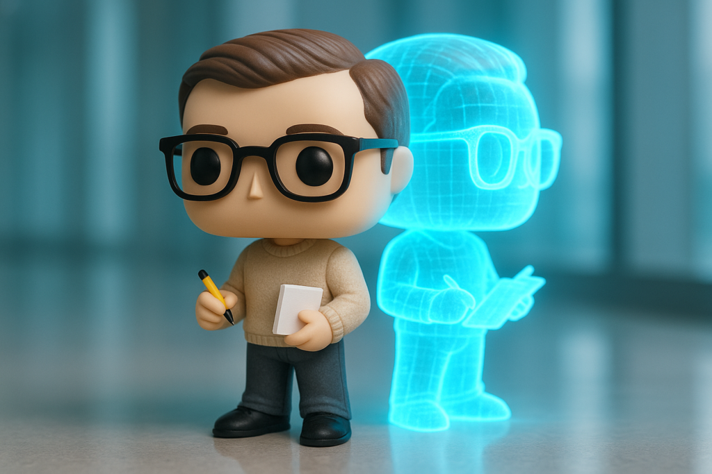 Funko Pop terapeuta con clon digital futurista