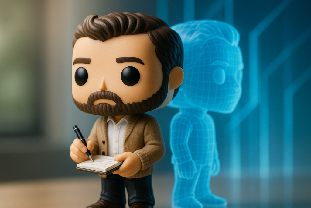 Funko Pop terapeuta y clon digital futurista