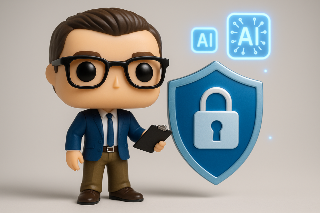 Funko Pop de coach con candado digital y símbolos IA