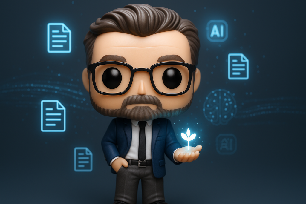 Funko Pop de coach visionario con archivos digitales y datos