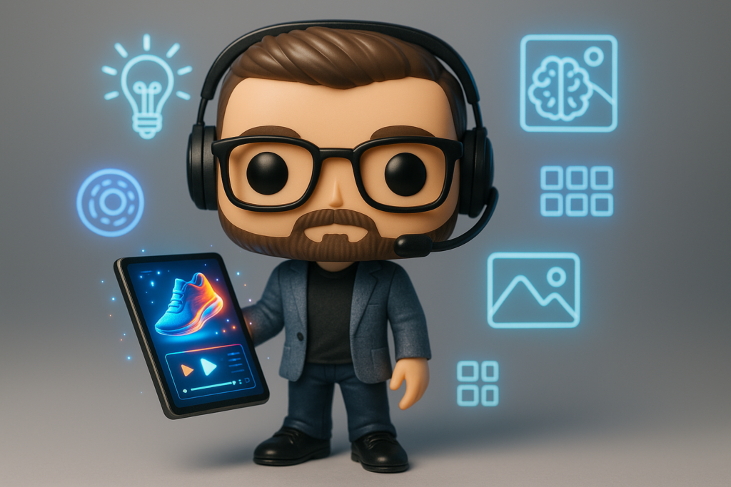 Funko Pop de coach digital con tablet y elementos de IA